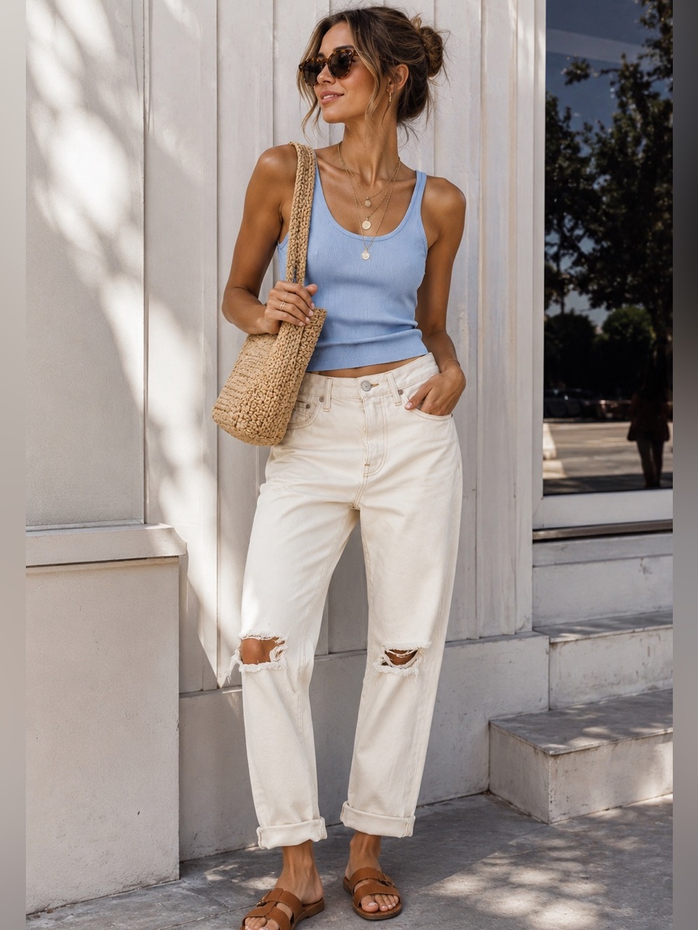 rag & bone Cream Boyfriend Jeans‎